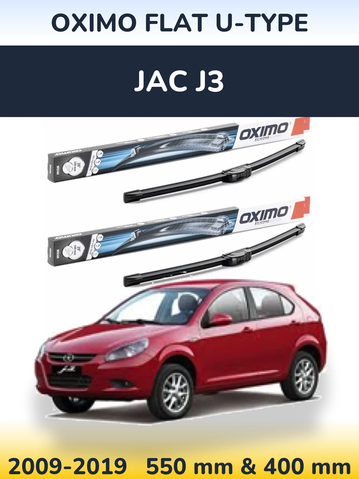 Komplet przednich wycieraczek Oximo Flat U-type 550 & 400 mm do JAC J3 2009-2019