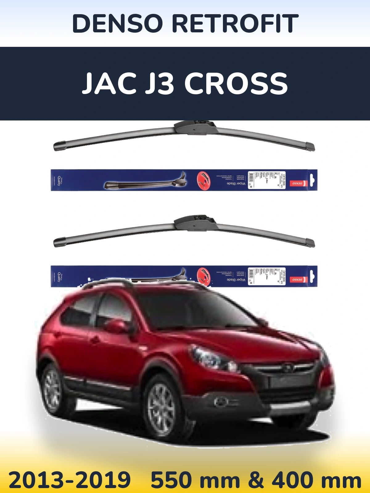 Komplet przednich wycieraczek Denso Retrofit 550 & 400 mm do JAC J3 Cross 2013-2019