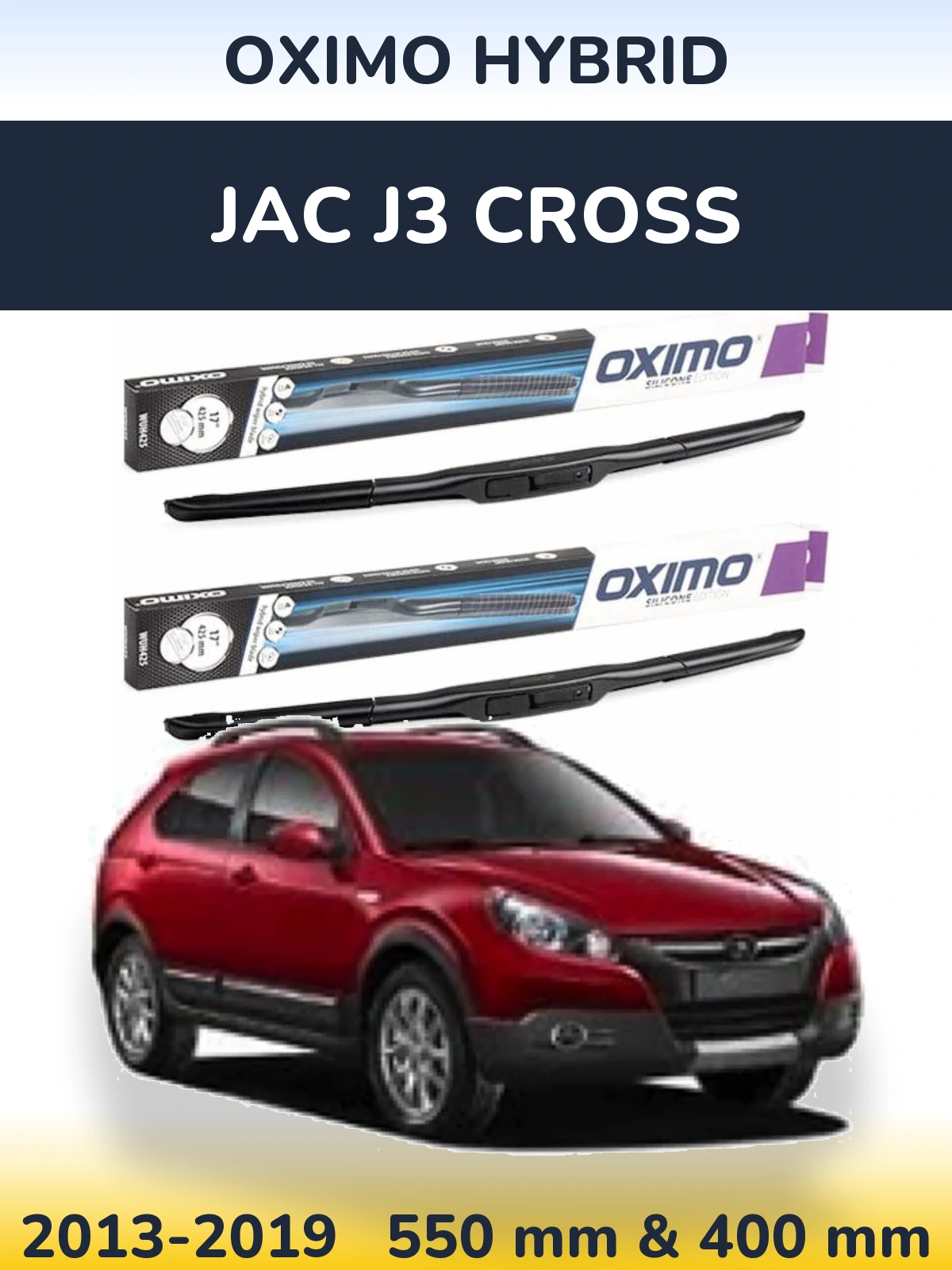 Комплект передних дворников Oximo Hybrid 550 & 400 мм для JAC J3 Cross 2013-2019