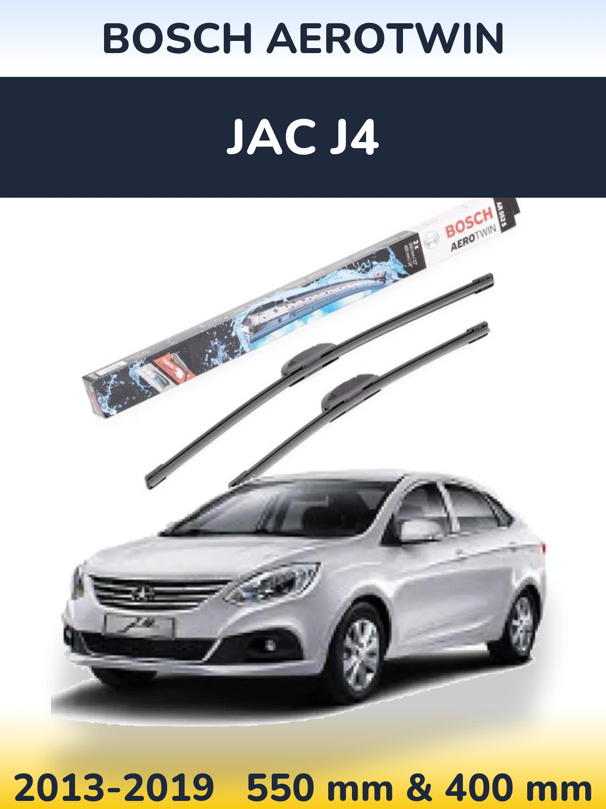 Komplet przednich wycieraczek BOSCH AeroTwin 550 & 400 mm do JAC J4 2013-2019