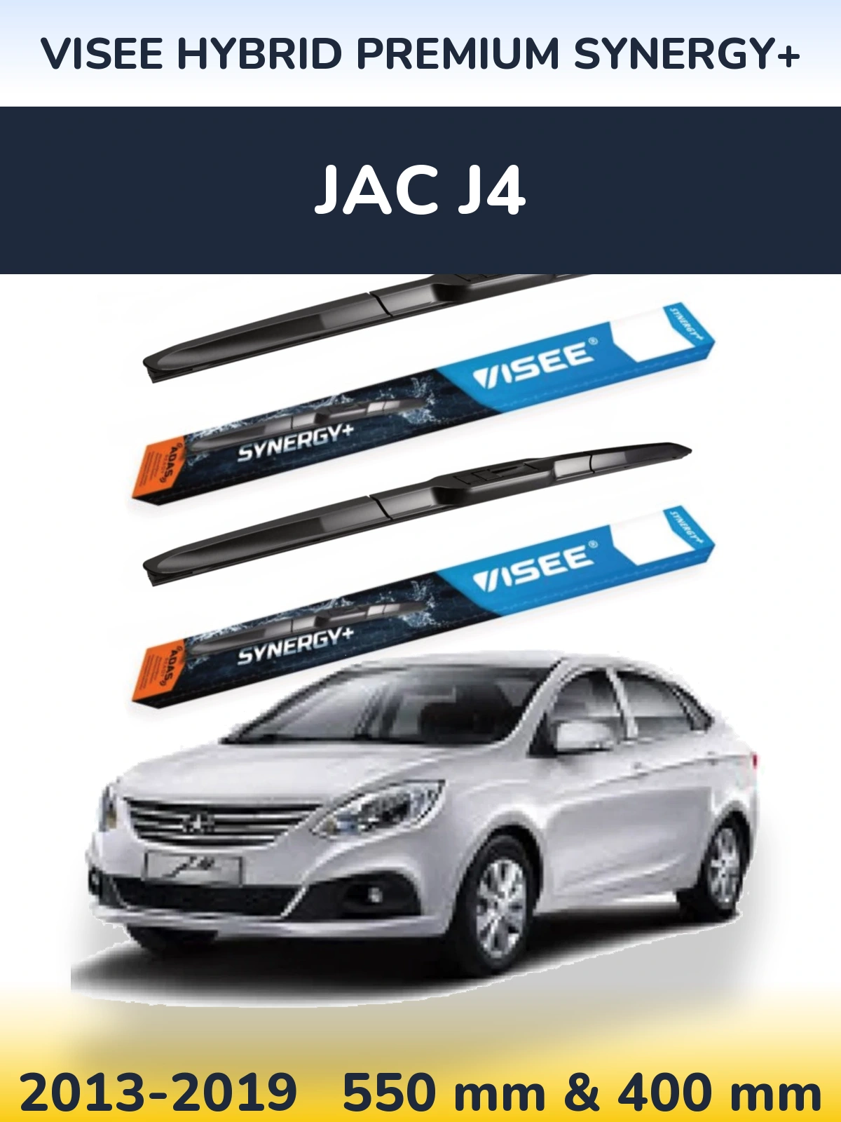 Komplet przednich wycieraczek VISEE HYBRID PREMIUM SYNERGY+ 550 & 400 mm do JAC J4 2013-2019