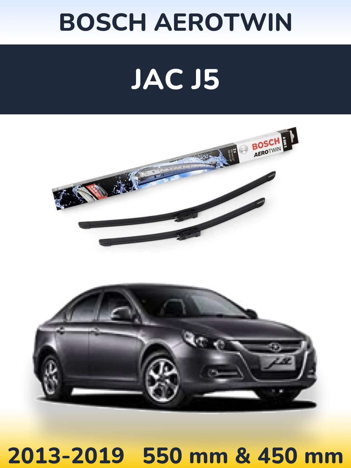 Komplet przednich wycieraczek BOSCH AeroTwin 550 & 450 mm do JAC J5 2013-2019