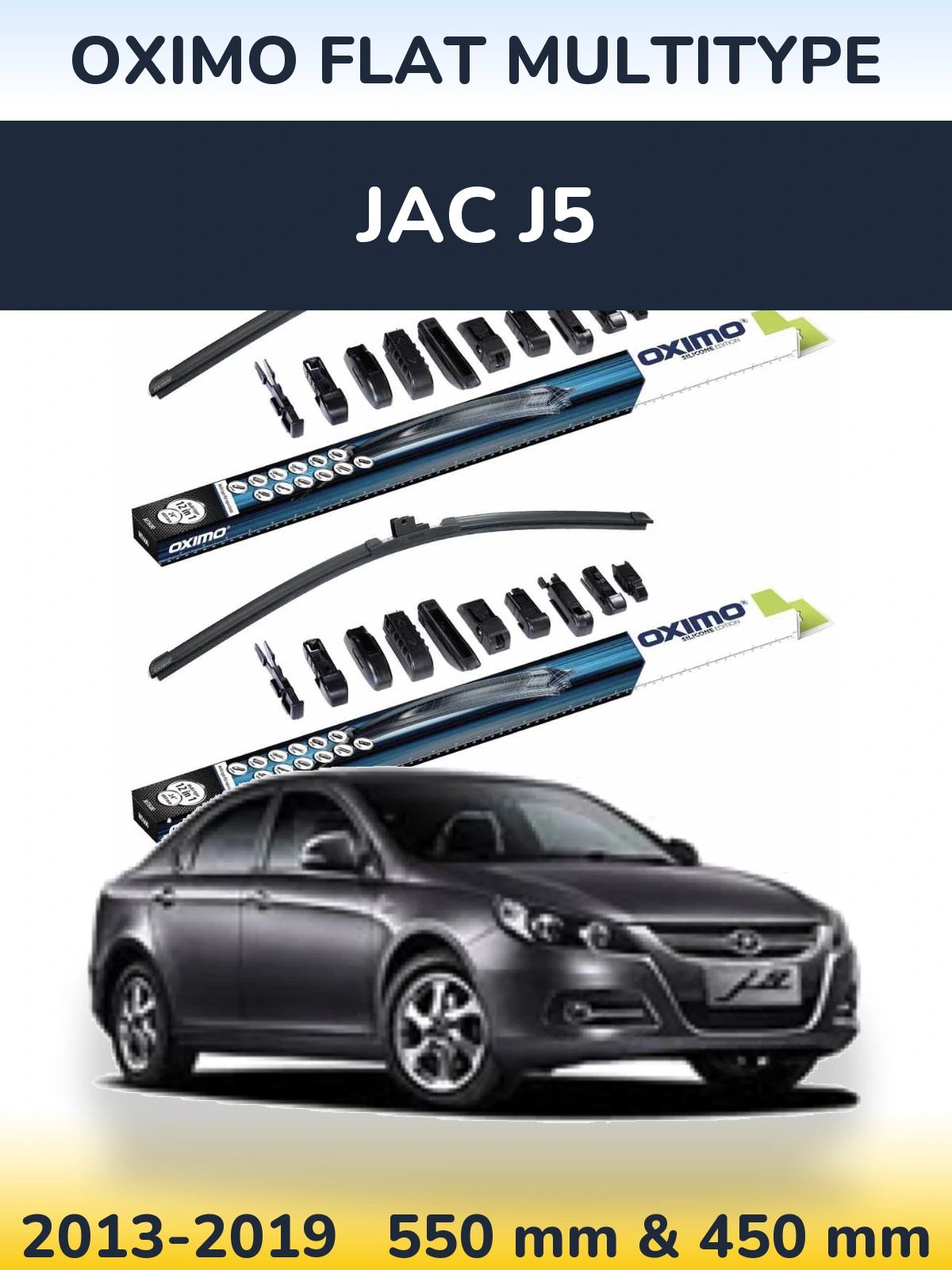 Komplet przednich wycieraczek Oximo Flat MultiType 550 & 450 mm do JAC J5 2013-2019