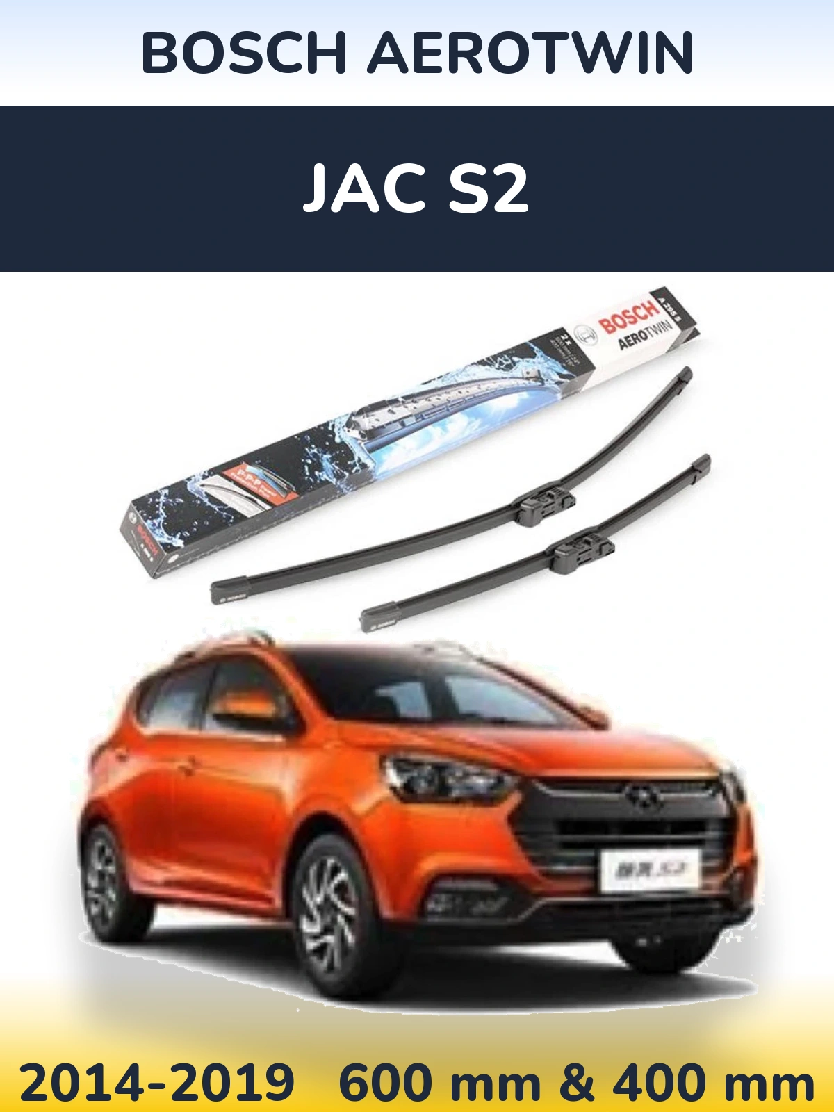 Komplet przednich wycieraczek BOSCH AeroTwin 600 & 400 mm do JAC S2 2014-2019