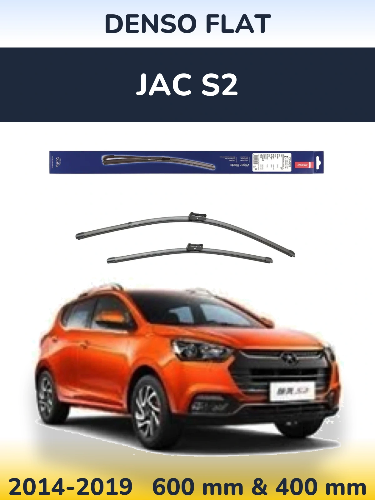 Front wiper blade set Denso Flat 600 & 400 мм for JAC S2 2014-2019
