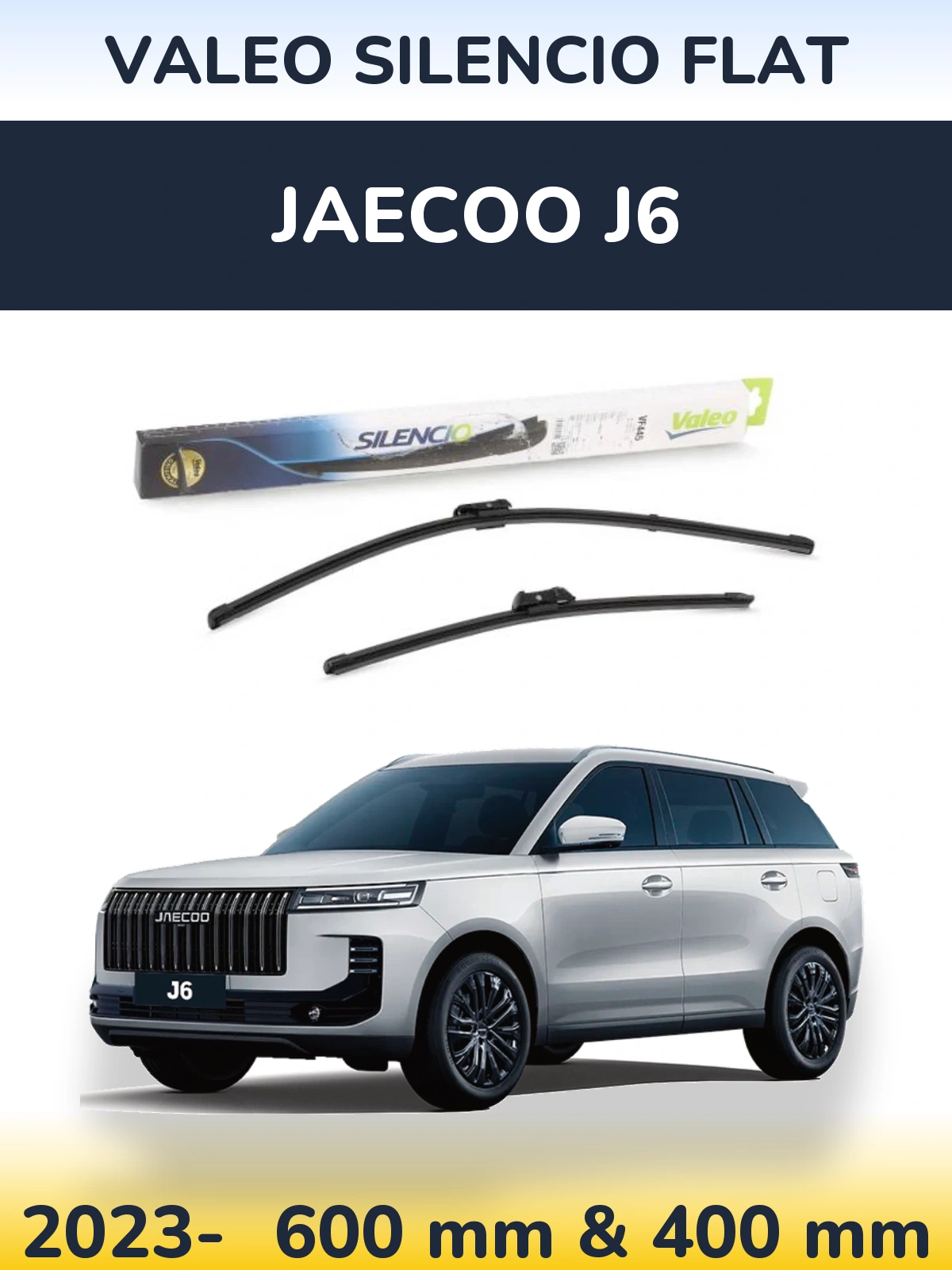 Front wiper blade set Valeo Silencio Flat 600 & 400 мм for Jaecoo J6 2023-2026