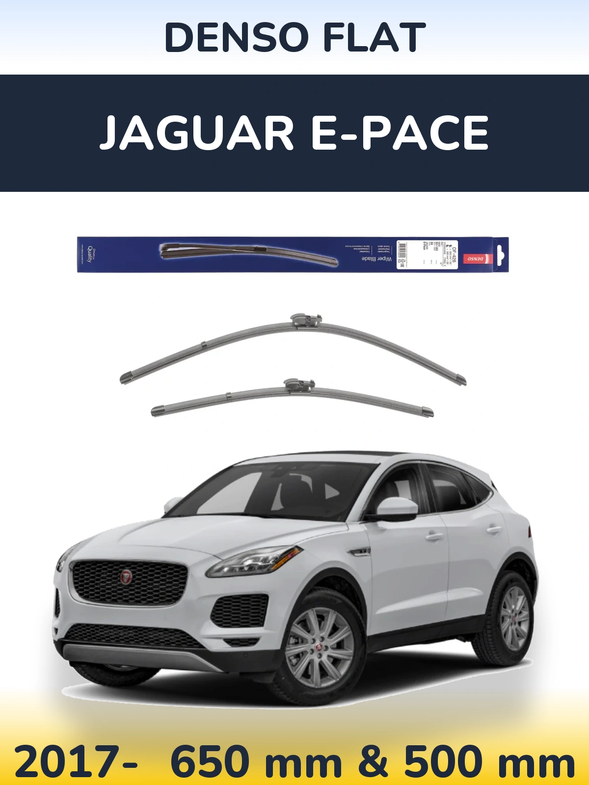 Комплект передніх щіток Denso Flat 650 & 500 мм для Jaguar E-Pace 2017-2026