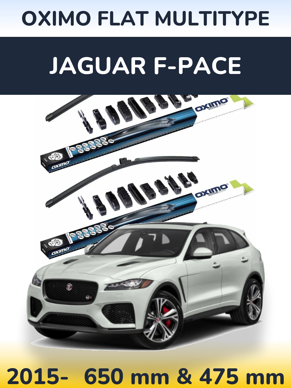 Komplet przednich wycieraczek Oximo Flat MultiType 650 & 475 mm do Jaguar F-Pace 2015-2026