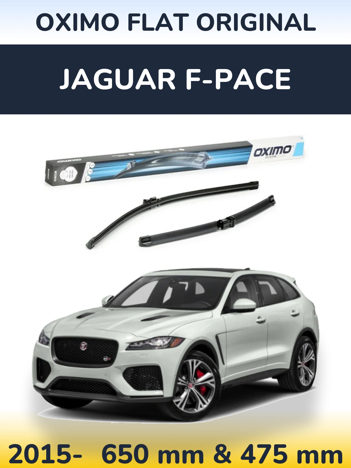 Front wiper blade set Oximo Flat Original 650 & 475 mm for Jaguar F-Pace 2015-2026