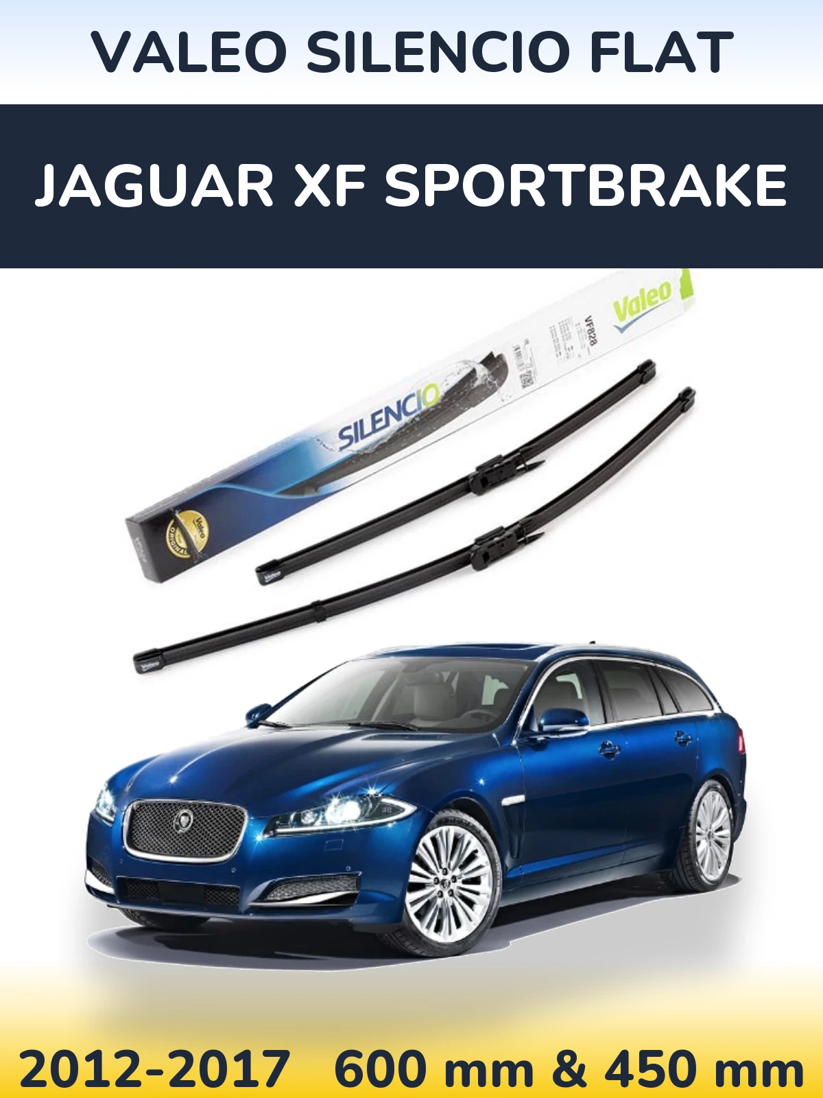 Комплект передних дворников Valeo Silencio Flat 600 & 450 мм для Jaguar XF Sportbrake 2012-2017
