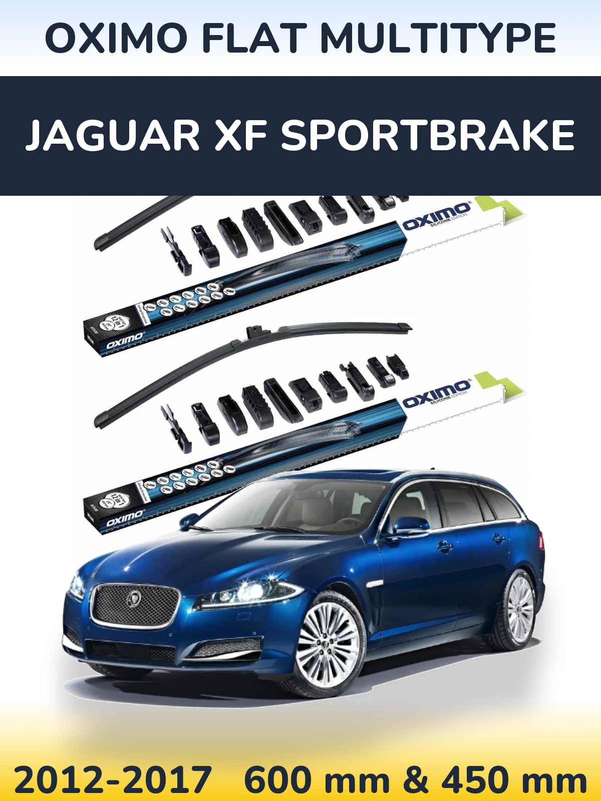 Комплект передних дворников Oximo Flat MultiТипe 600 & 450 мм для Jaguar XF Sportbrake 2012-2017