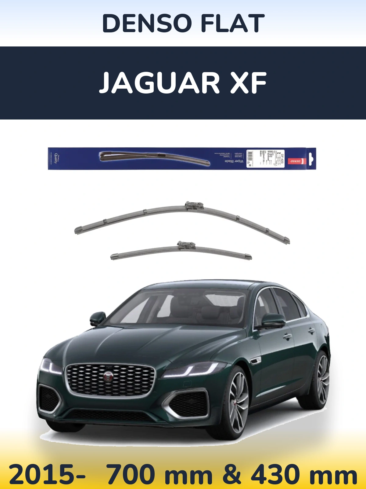 Front wiper blade set Denso Flat 680 & 430 mm for Jaguar XF 2015-2026