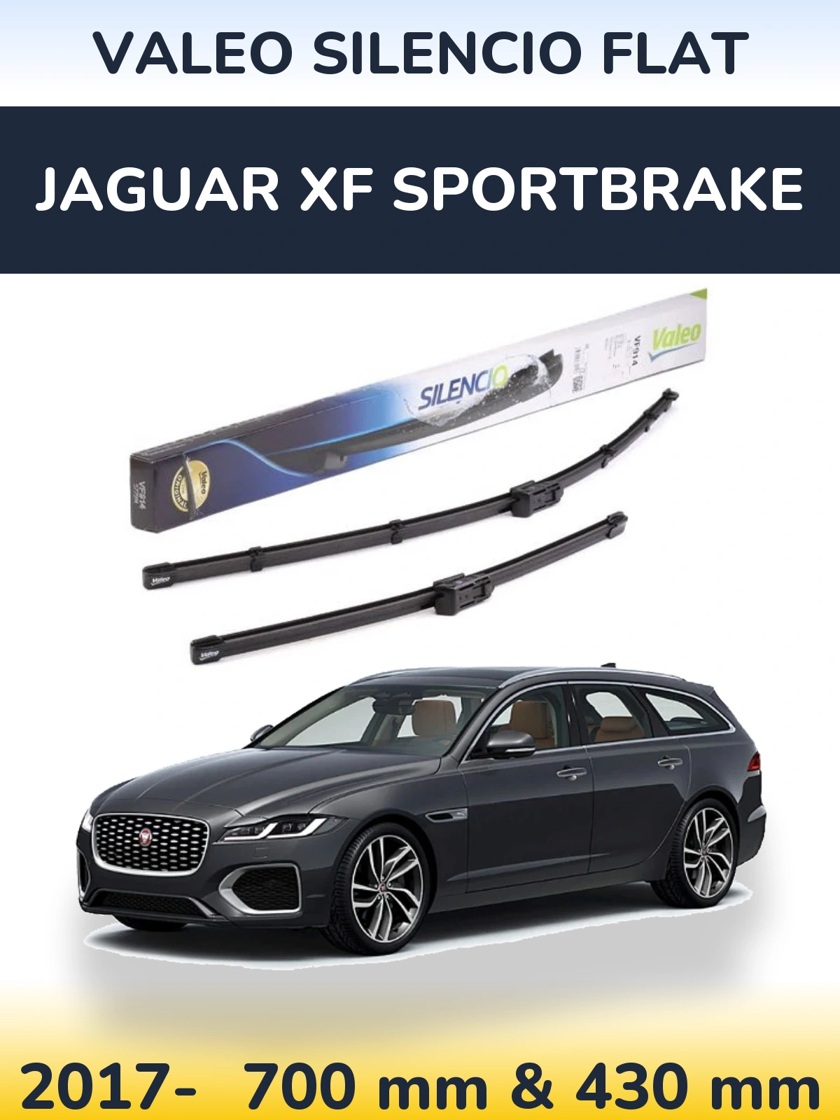Komplet przednich wycieraczek Valeo Silencio Flat 680 & 430 mm do Jaguar XF Sportbrake 2017-2026