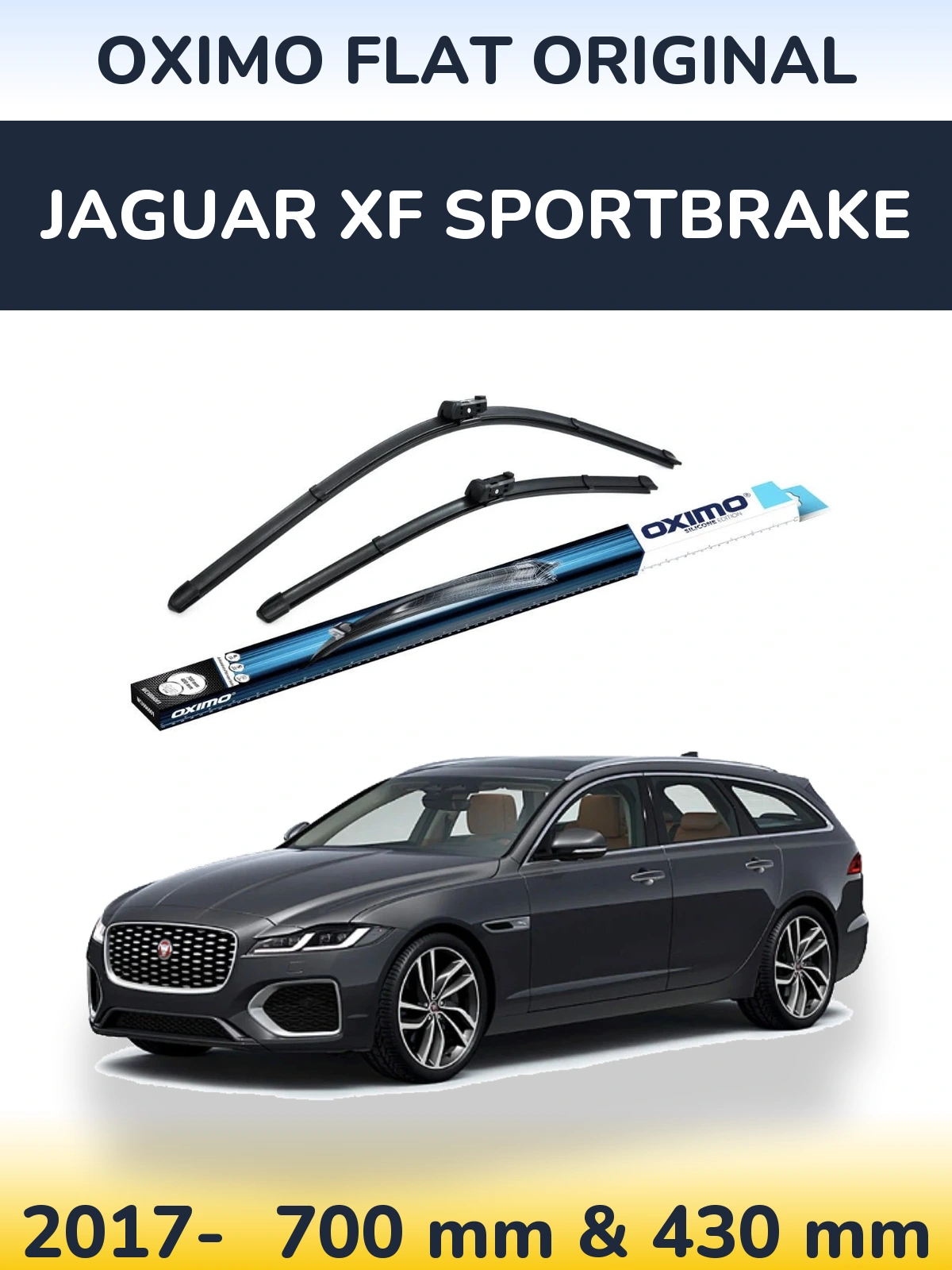 Front wiper blade set Oximo Flat Original 700 & 430 мм for Jaguar XF Sportbrake 2017-2026