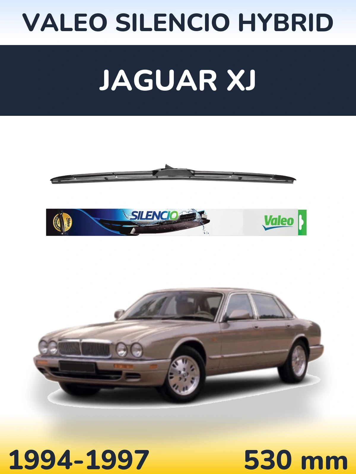 Front wiper blade Valeo Silencio Hybrid 530 mm for Jaguar XJ 1994-1997