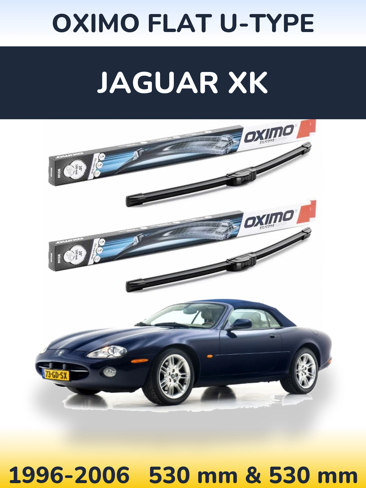 Комплект передних дворников Oximo Flat U-type 530 & 530 мм для Jaguar XK 1996-2006
