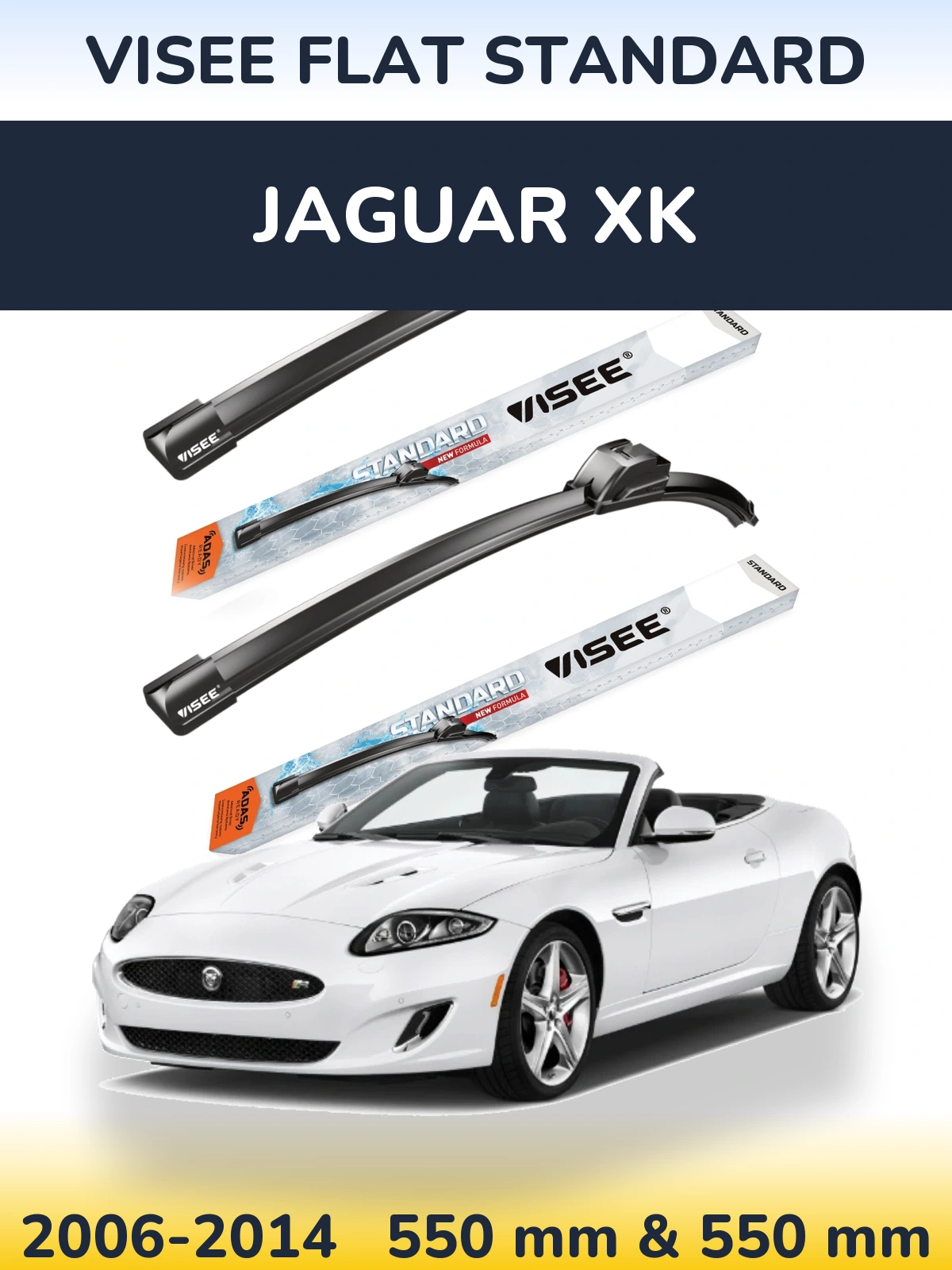 Комплект передних дворников VISEE FLAT STANDARD 550 & 550 мм для Jaguar XK 2006-2014