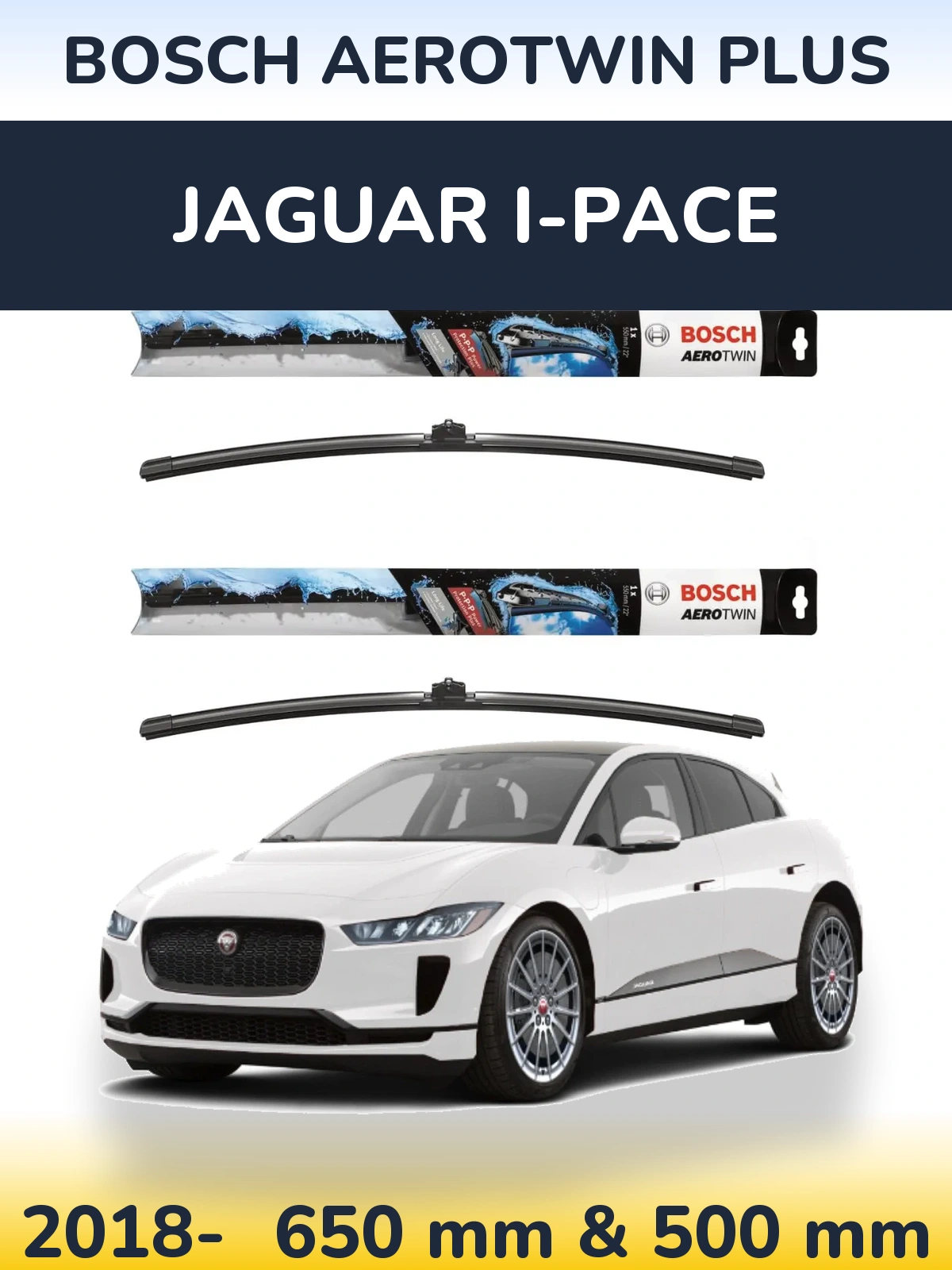 Komplet przednich wycieraczek BOSCH AeroTwin Plus 650 & 500 mm do Jaguar I-Pace 2018-2026