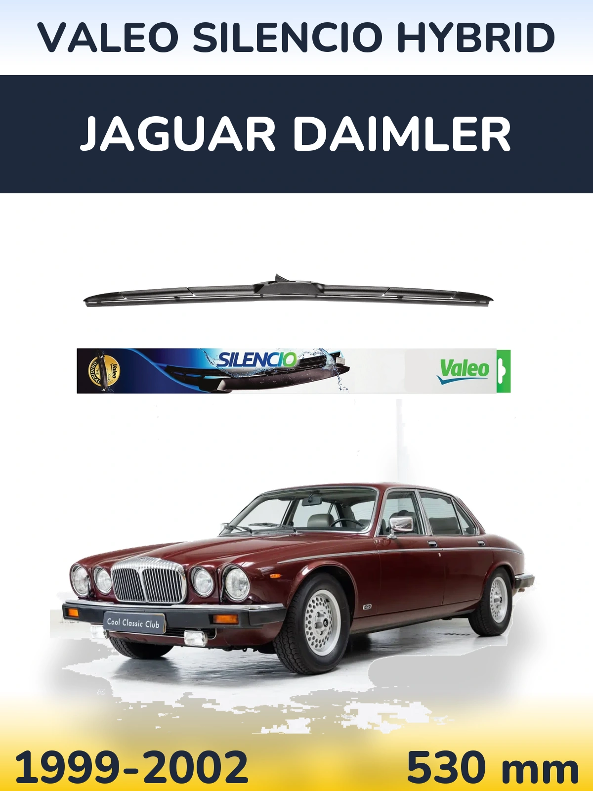 Front wiper blade Valeo Silencio Hybrid 530 mm for Jaguar Daimler 1999-2002