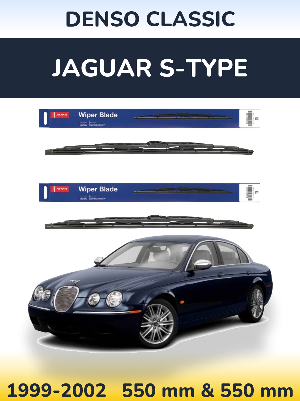 Komplet przednich wycieraczek Denso Classic 550 & 550 mm do Jaguar S-Type 1999-2002