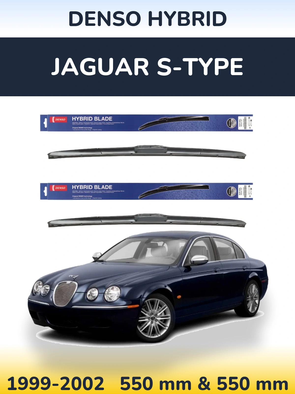 Front wiper blade set Denso Hybrid 550 & 550 мм for Jaguar S-Typee 1999-2002