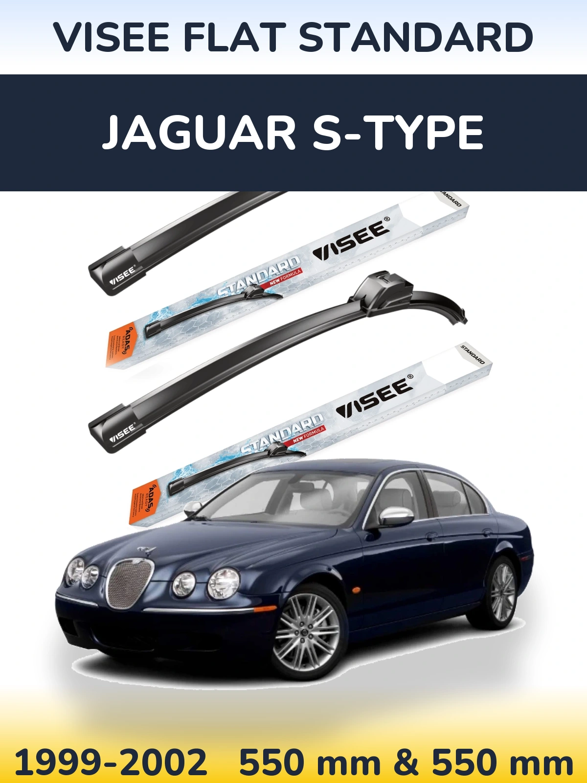 Front wiper blade set VISEE FLAT STANDARD 550 & 550 мм for Jaguar S-Typee 1999-2002