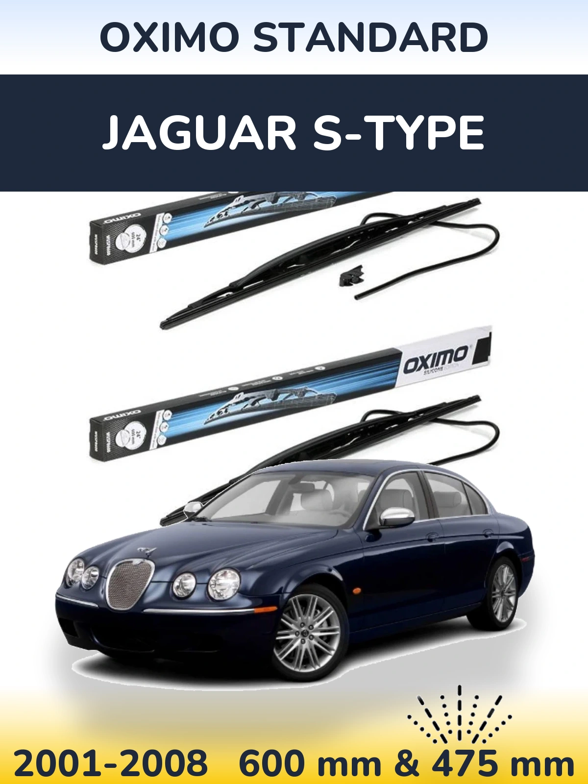 Комплект передніх щіток Oximo Standard 600 & 450 мм для Jaguar S-Типe 2001-2008