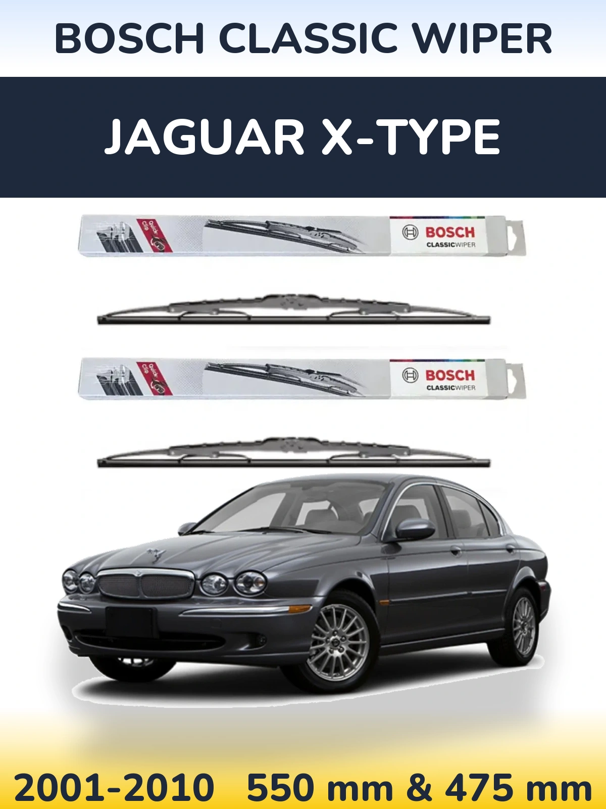 Комплект передніх щіток BOSCH Classic Wiper 550 & 475 мм для Jaguar X-Типe 2001-2010