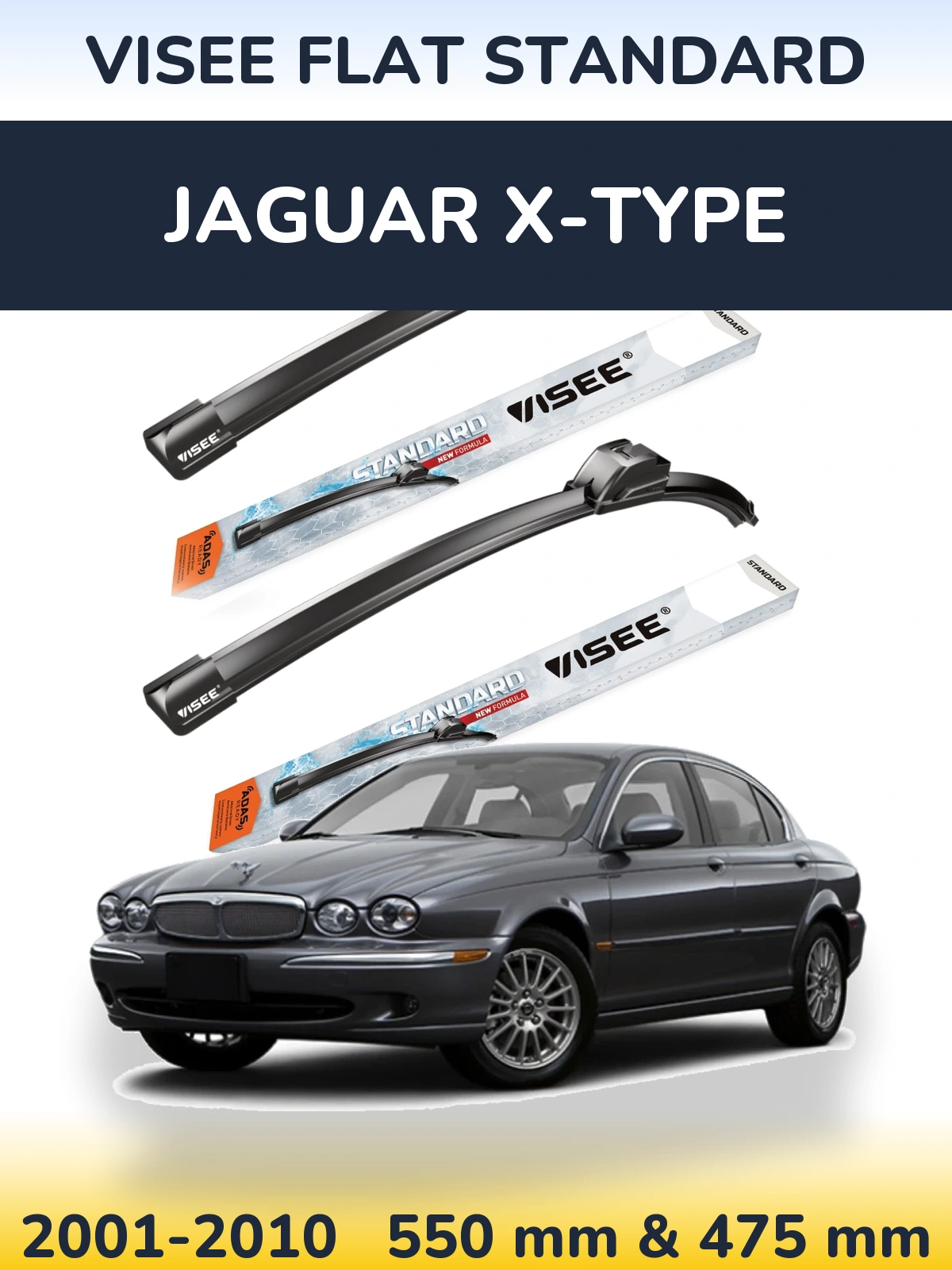 Front wiper blade set VISEE FLAT STANDARD 550 & 475 мм for Jaguar X-Typee 2001-2010
