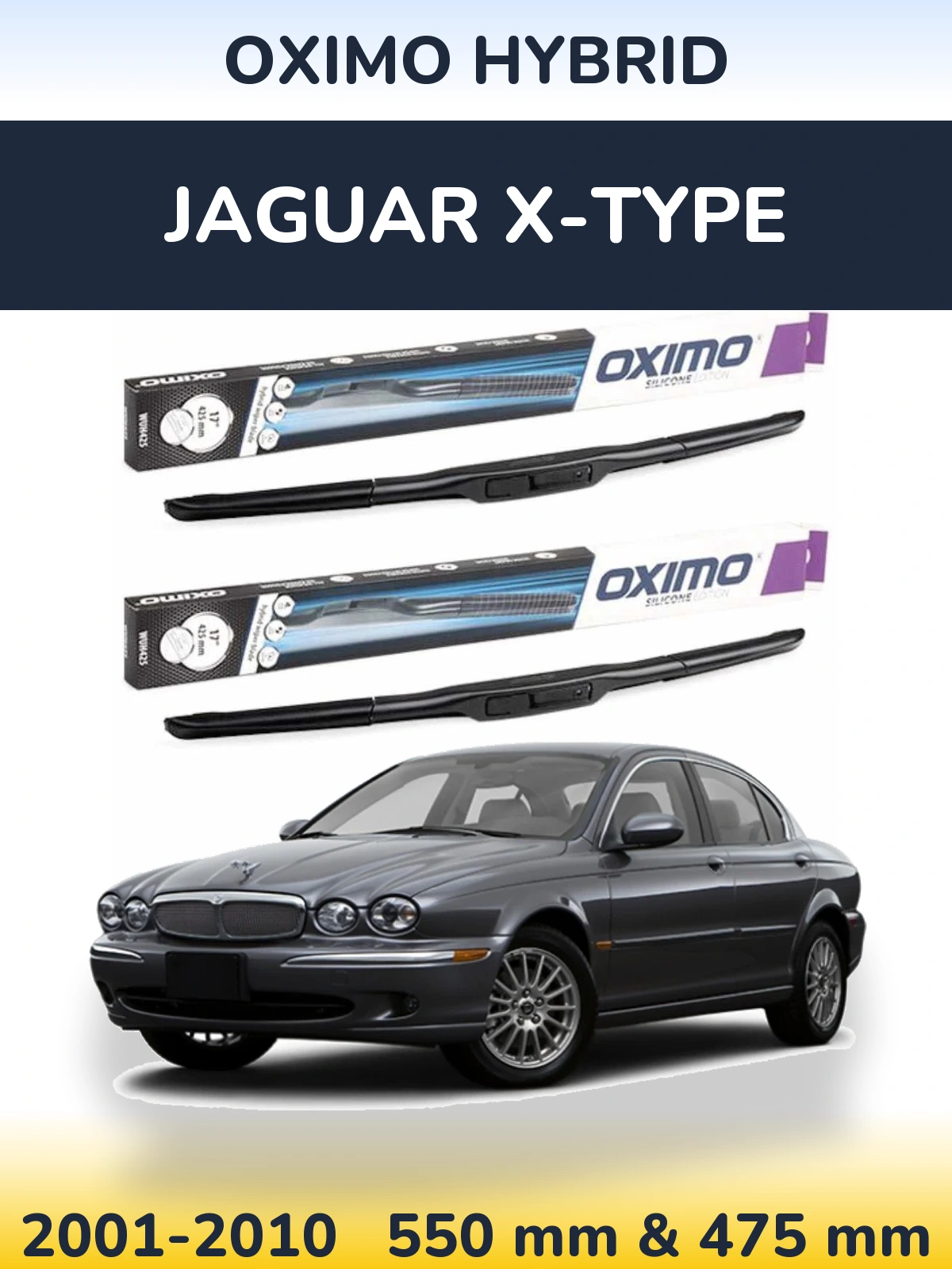Front wiper blade set Oximo Hybrid 550 & 475 мм for Jaguar X-Typee 2001-2010