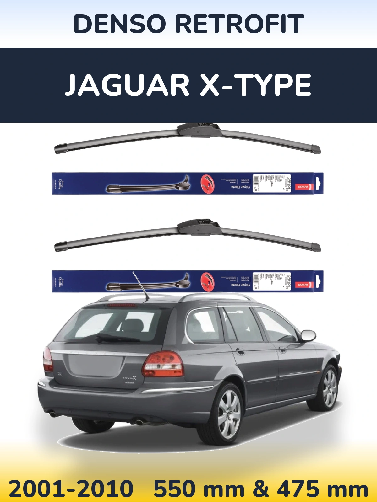 Комплект передних дворников Denso Retrofit 550 & 475 мм для Jaguar X-Типe 2001-2010