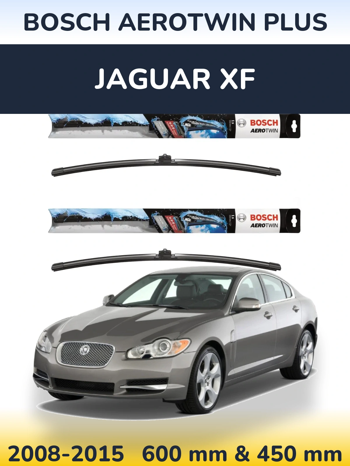 Комплект передніх щіток BOSCH AeroTwin Plus 600 & 450 мм для Jaguar XF 2008-2015