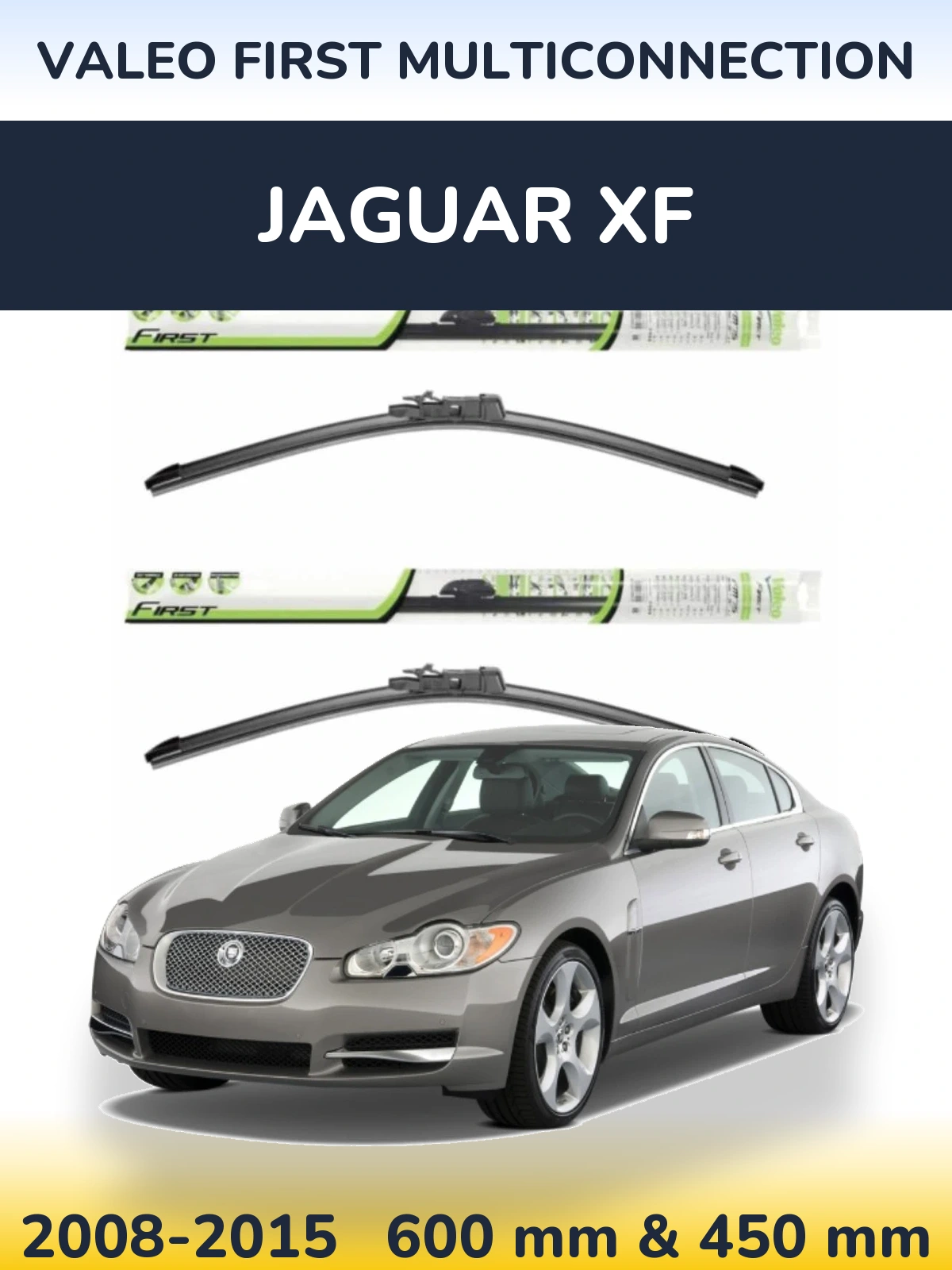 Front wiper blade set Valeo First MultiConnection 600 & 450 мм for Jaguar XF 2008-2015