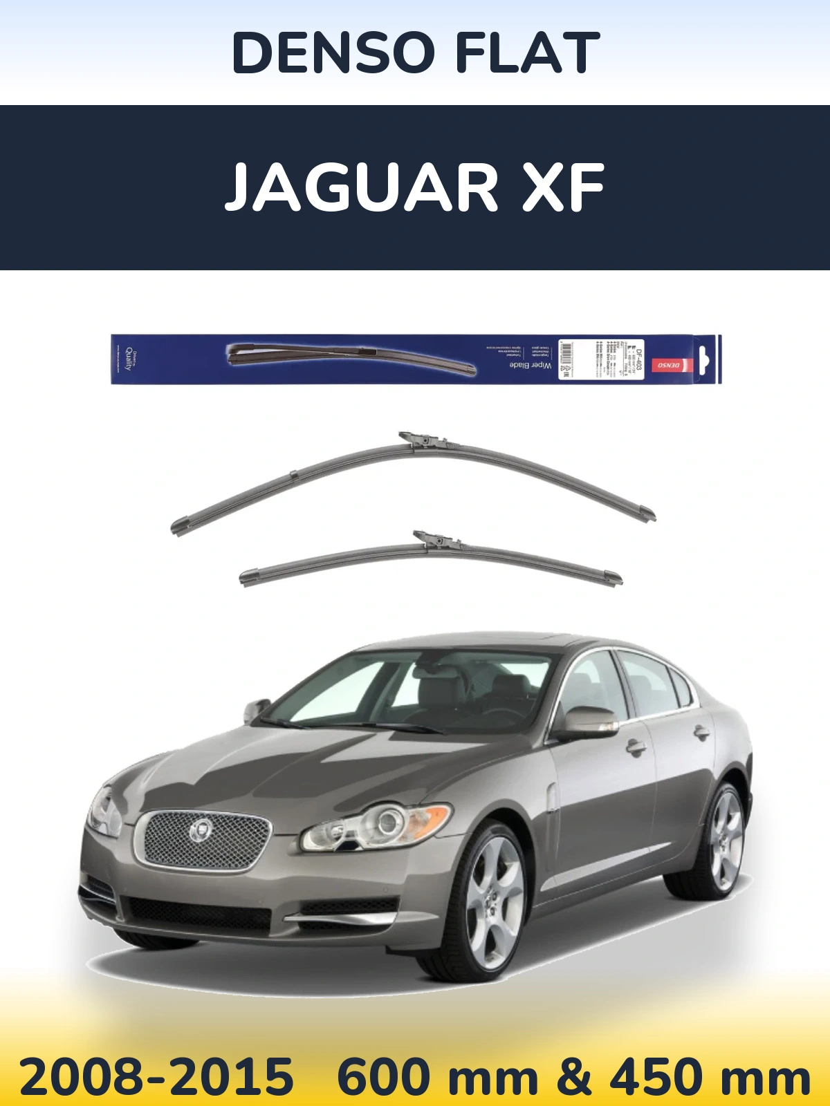 Front wiper blade set Denso Flat 600 & 450 мм for Jaguar XF 2008-2015