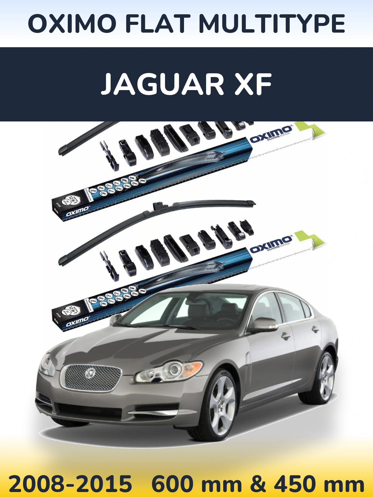 Komplet przednich wycieraczek Oximo Flat MultiType 600 & 450 mm do Jaguar XF 2008-2015