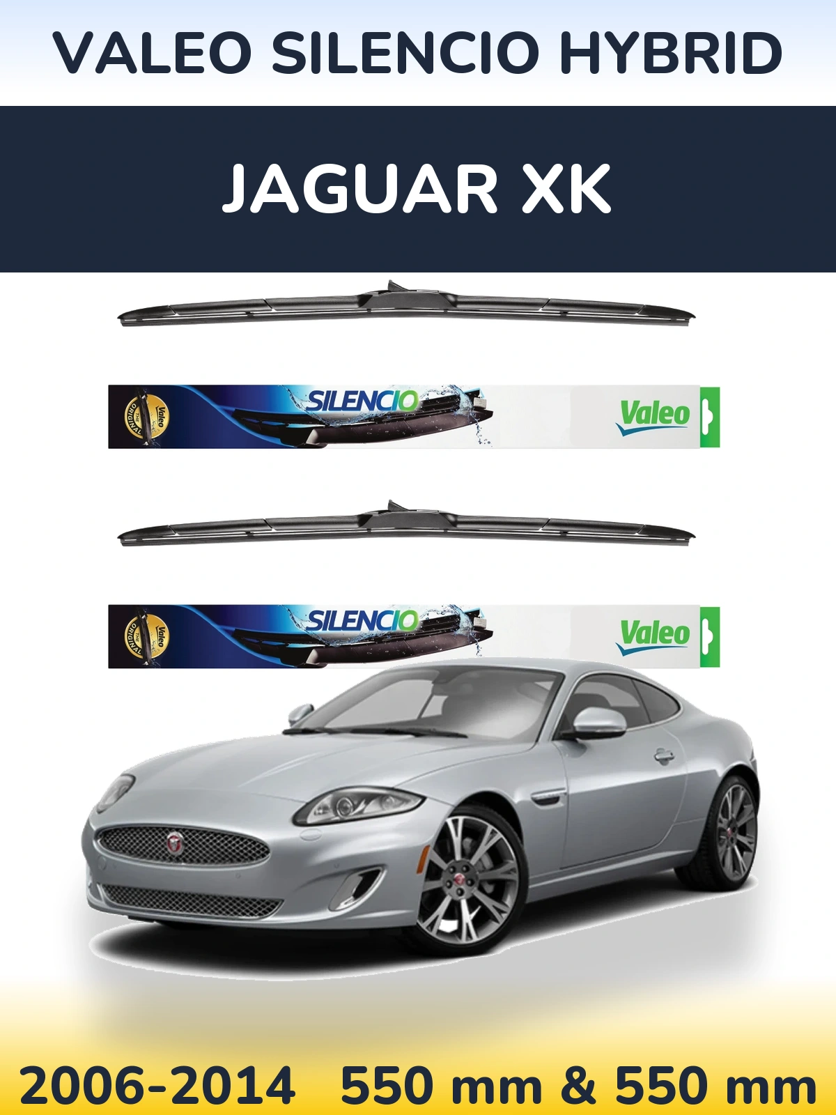 Комплект передних дворников Valeo Silencio Hybrid 550 & 550 мм для Jaguar XK 2006-2014