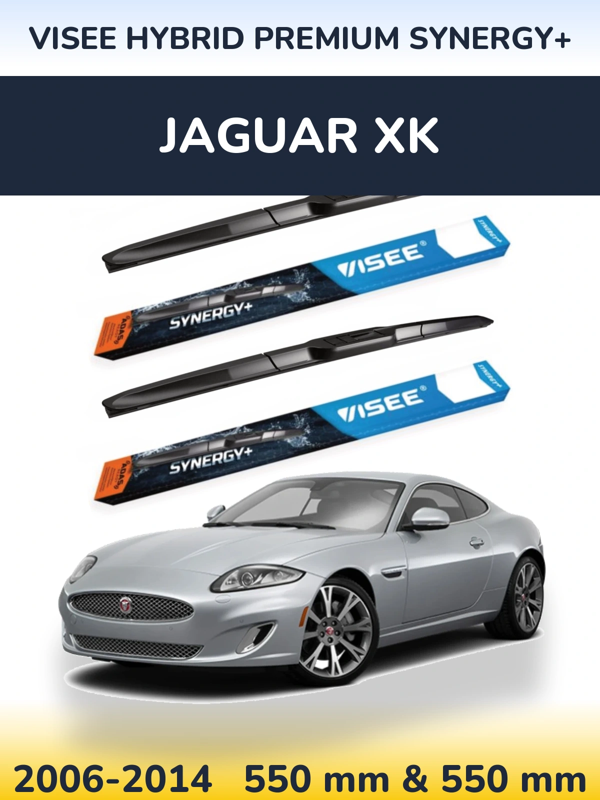 Front wiper blade set VISEE HYBRID PREMIUM SYNERGY+ 550 & 550 мм for Jaguar XK 2006-2014