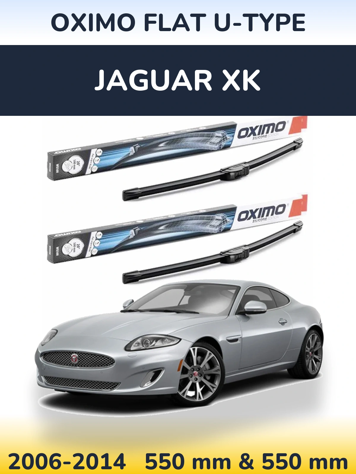 Комплект передних дворников Oximo Flat U-type 550 & 550 мм для Jaguar XK 2006-2014