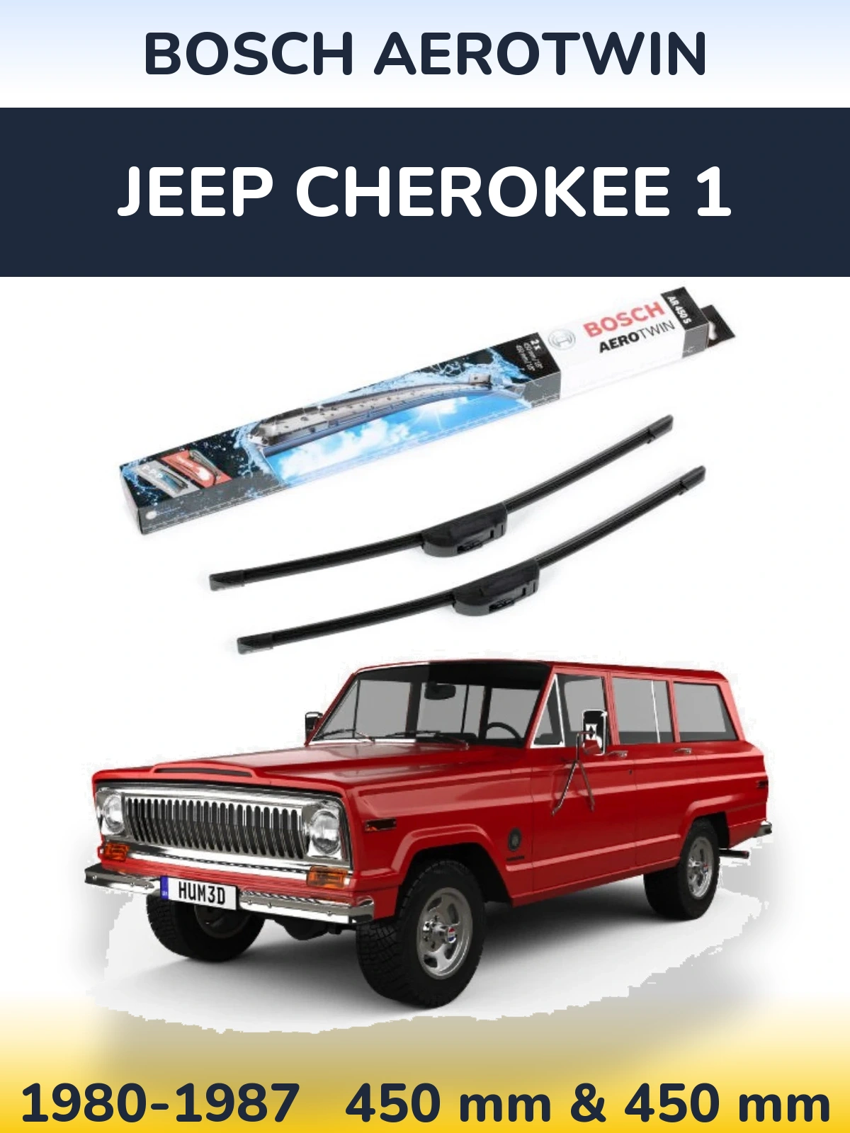 Komplet przednich wycieraczek BOSCH AeroTwin 450 & 450 mm do Jeep Cherokee 1 1980-1987