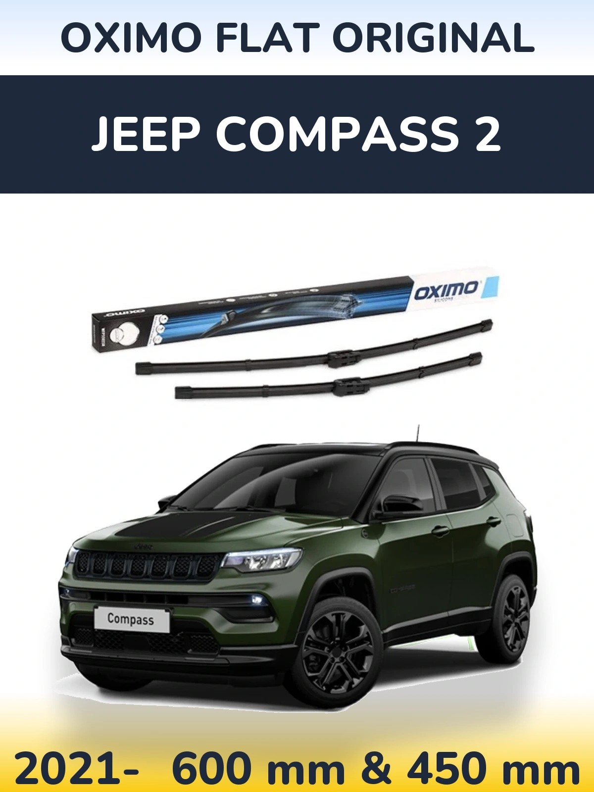 Комплект передних дворников Oximo Flat Original 600 & 450 мм для Jeep Compass 2 2021-2026