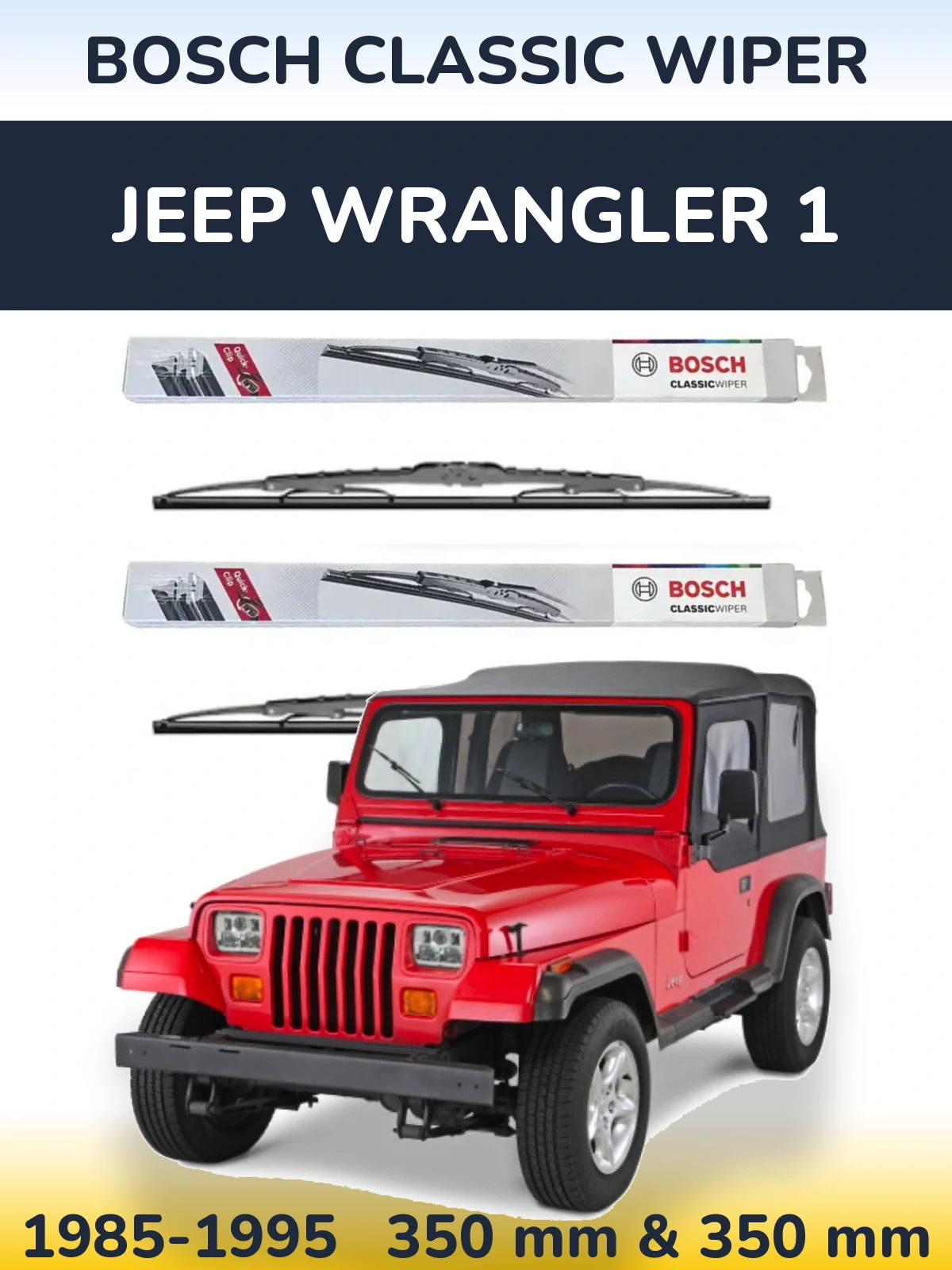 Front wiper blade set BOSCH Classic Wiper 340 & 340 mm for Jeep Wrangler 1 1985-1995