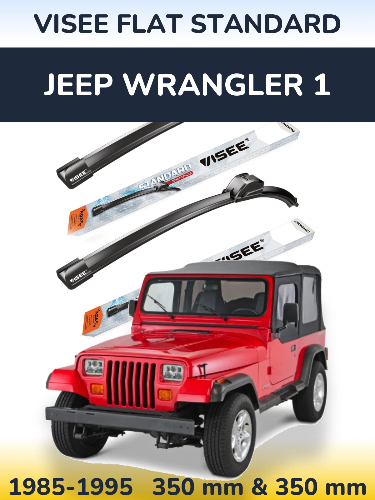 Front wiper blade set VISEE FLAT STANDARD 350 & 350 мм for Jeep Wrangler 1 1985-1995