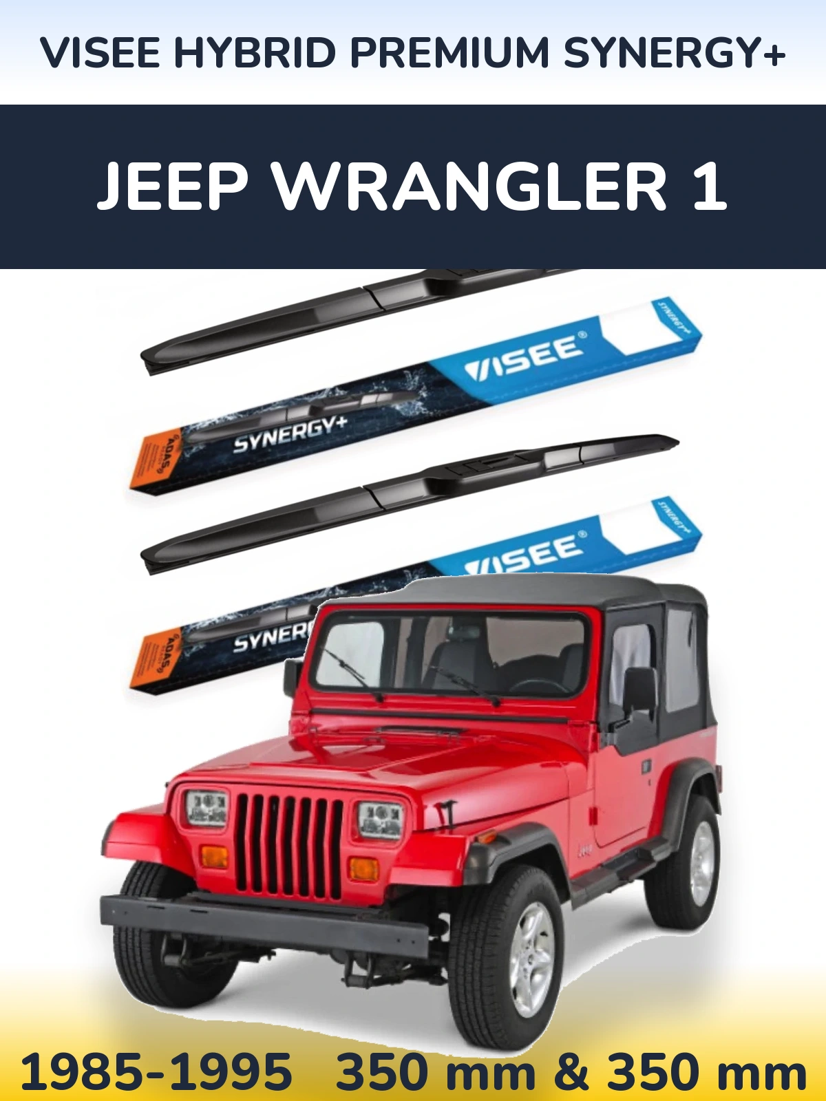 Front wiper blade set VISEE HYBRID PREMIUM SYNERGY+ 350 & 350 мм for Jeep Wrangler 1 1985-1995