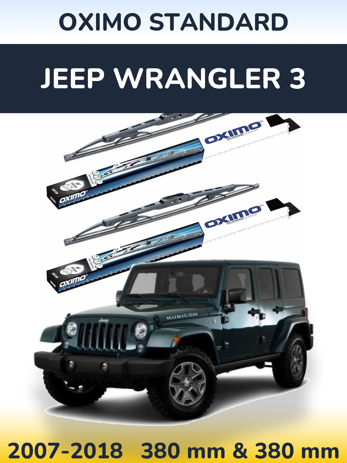 Front wiper blade set Oximo Standard 375 & 375 mm for Jeep Wrangler 3 2007-2018