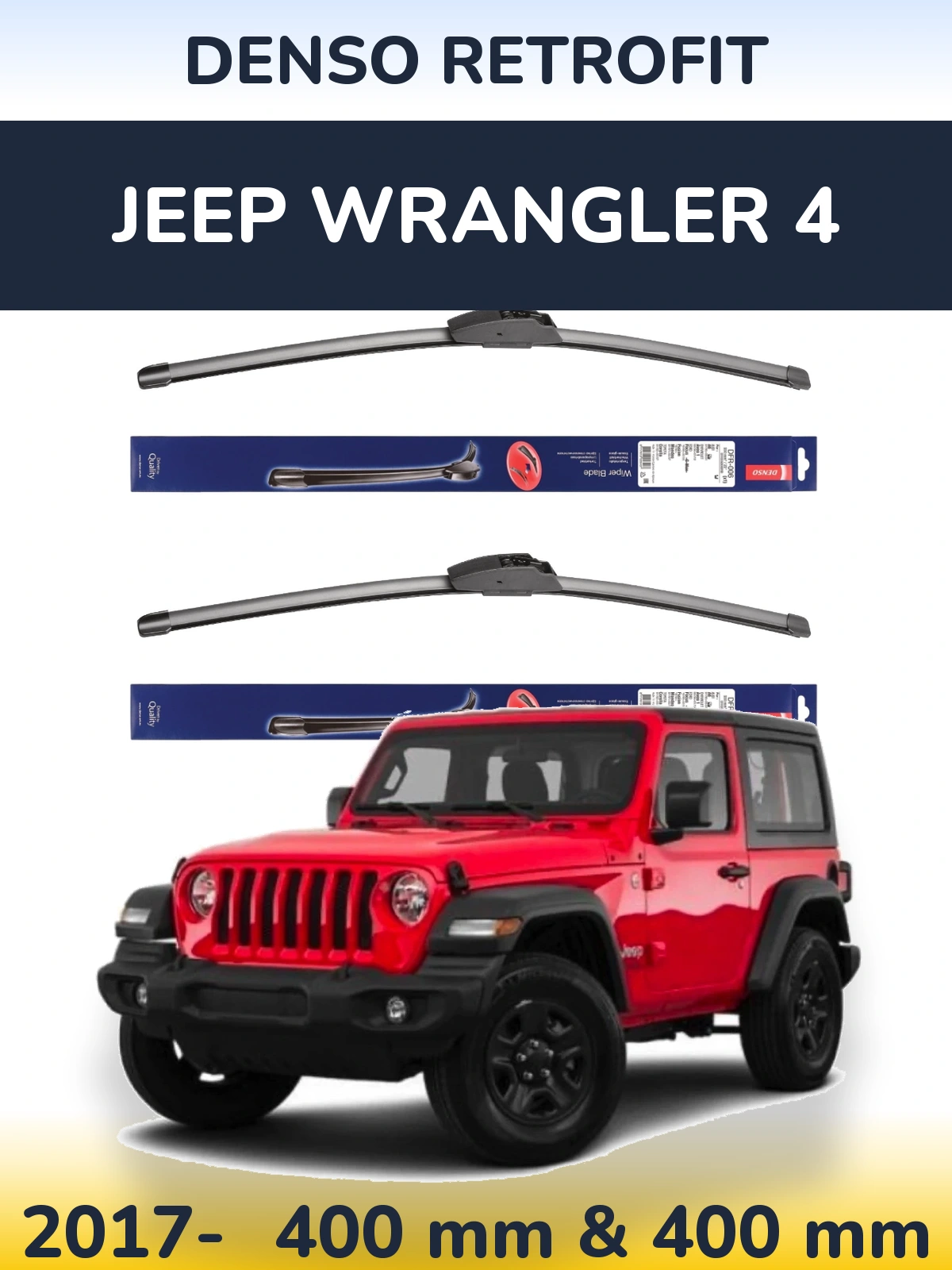 Front wiper blade set Denso Retrofit 400 & 400 мм for Jeep Wrangler 4 2017-2026