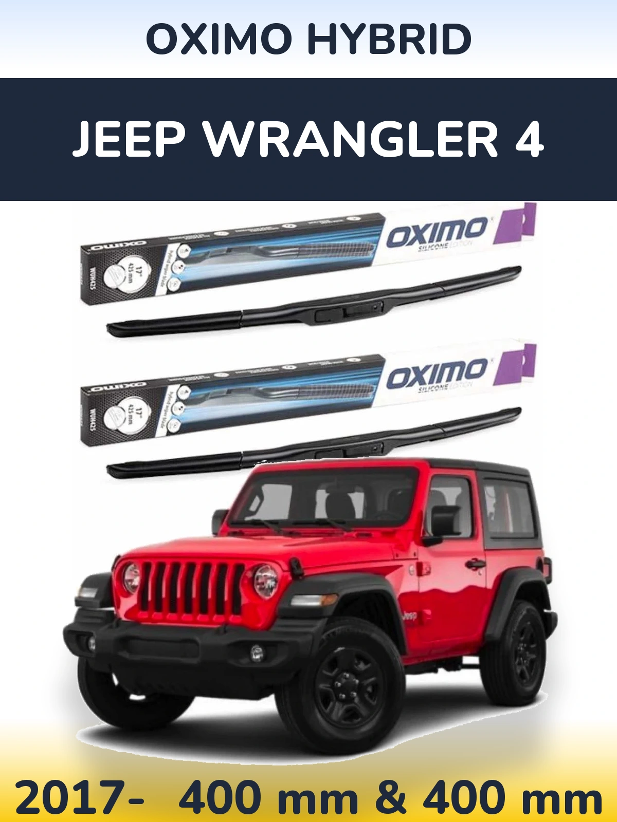 Front wiper blade set Oximo Hybrid 400 & 400 мм for Jeep Wrangler 4 2017-2026