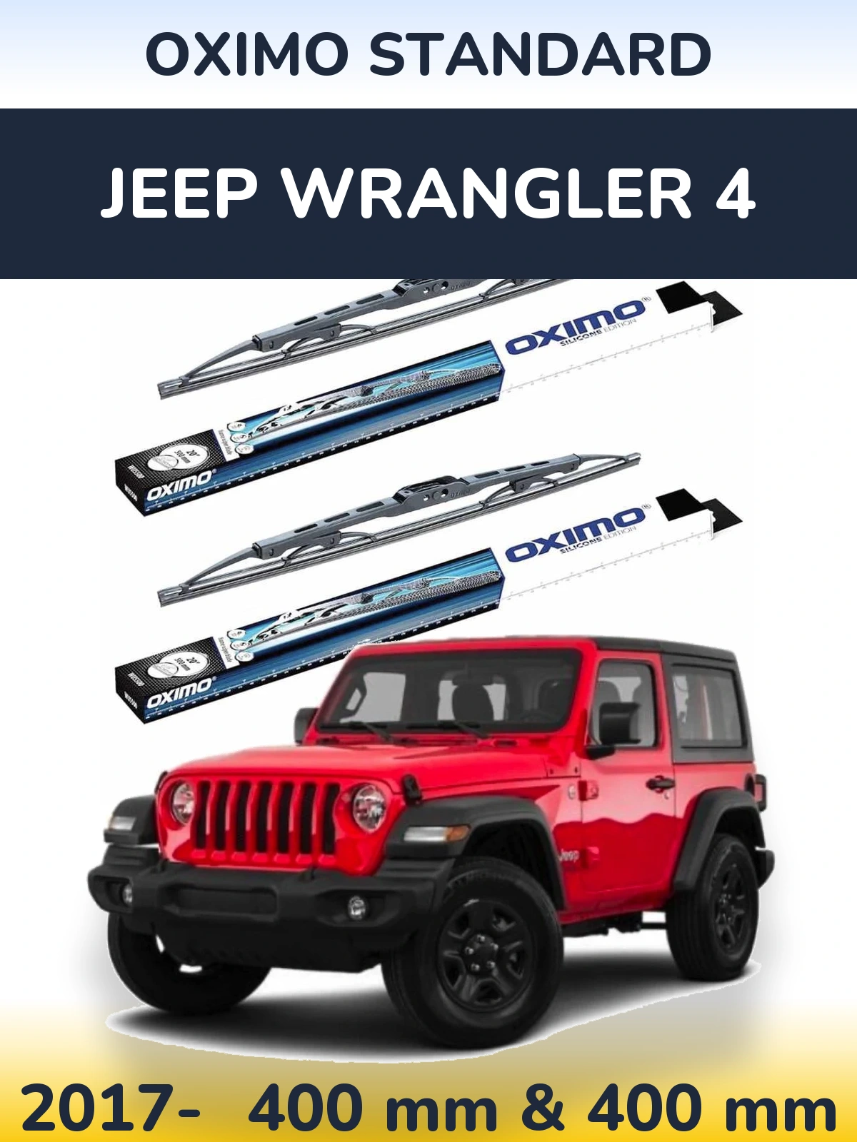 Front wiper blade set Oximo Standard 400 & 400 мм for Jeep Wrangler 4 2017-2026