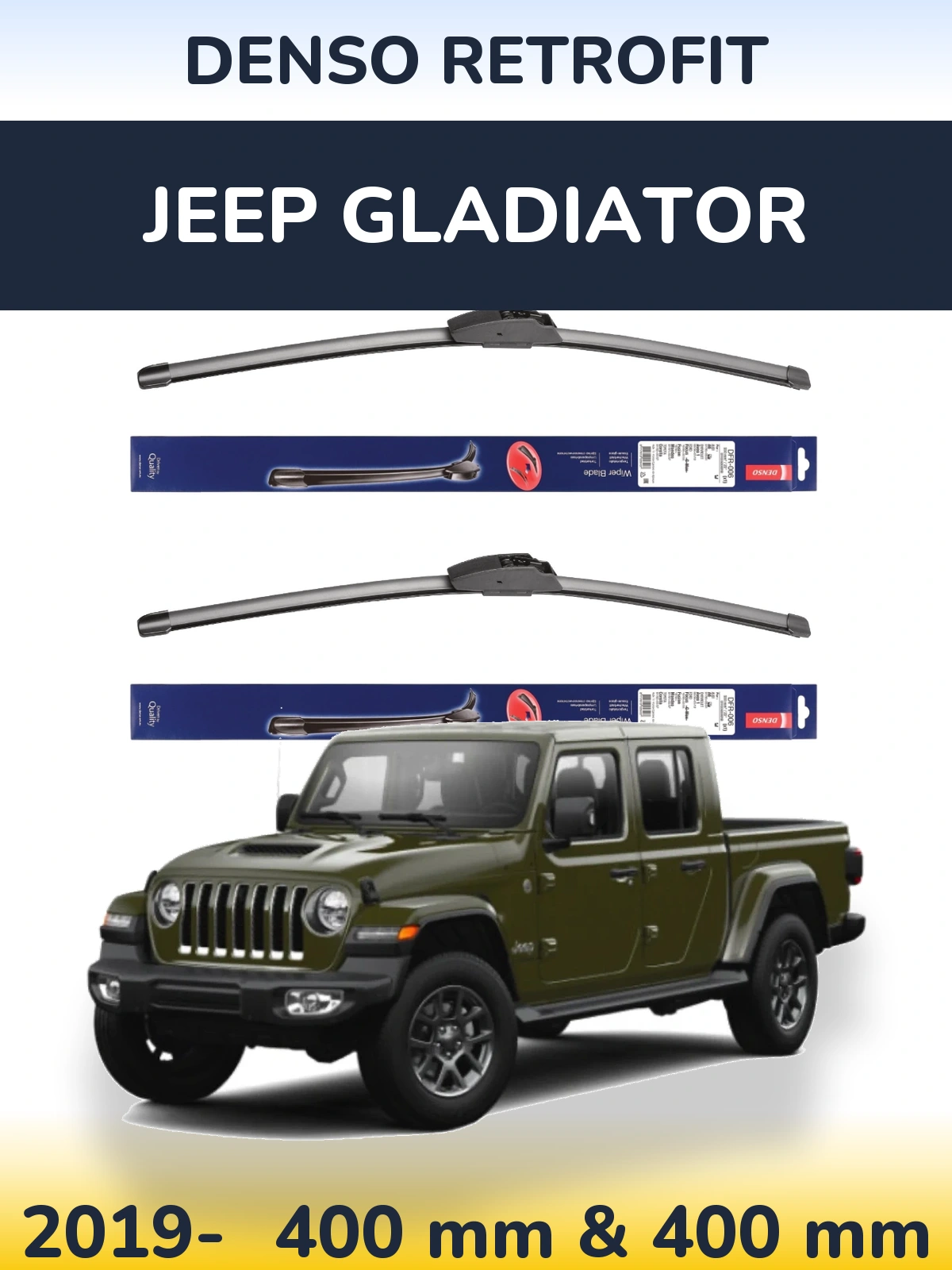 Комплект передних дворников Denso Retrofit 400 & 400 мм для Jeep Gladiator 2019-2026