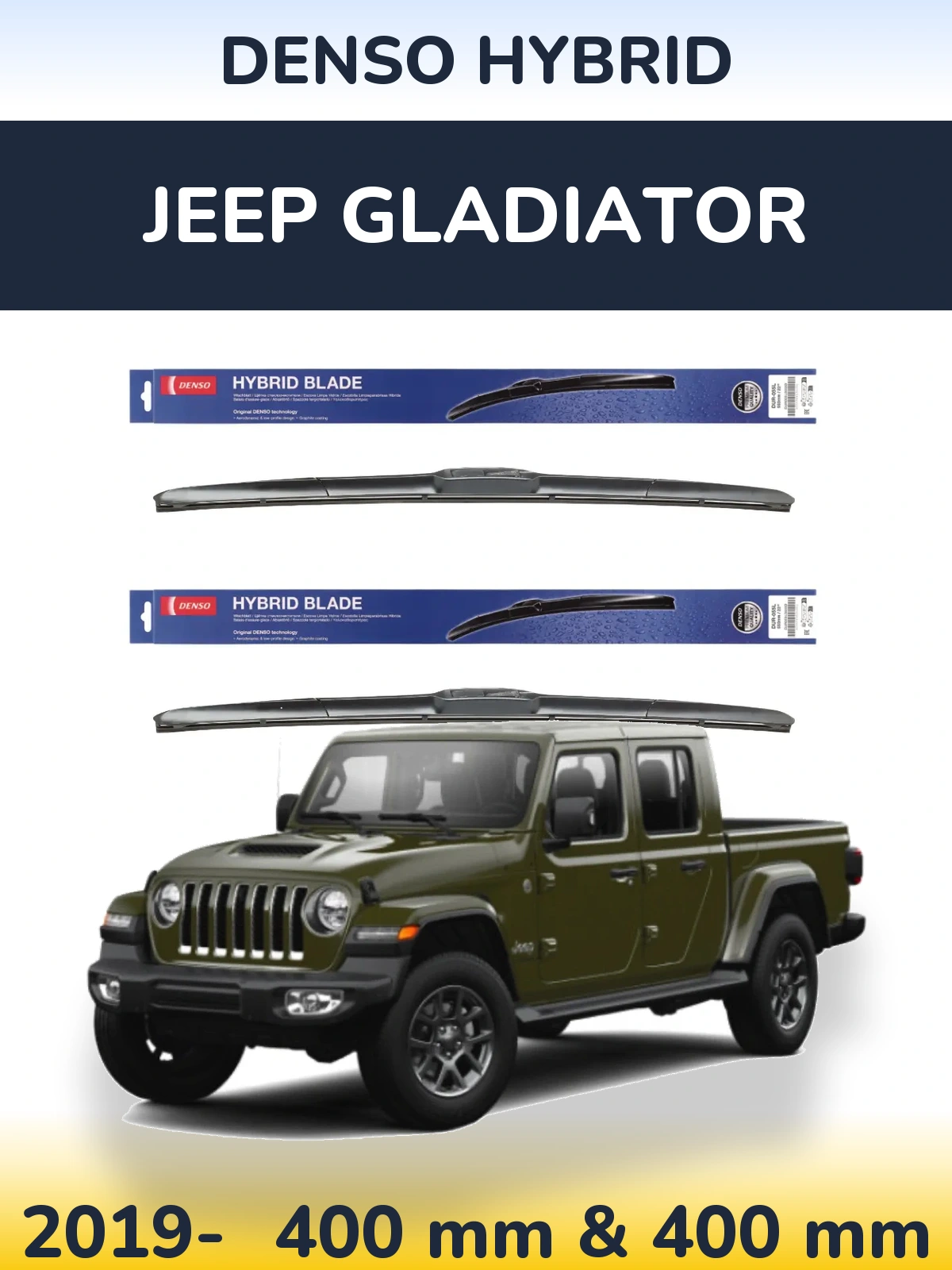 Komplet przednich wycieraczek Denso Hybrid 400 & 400 mm do Jeep Gladiator 2019-2026