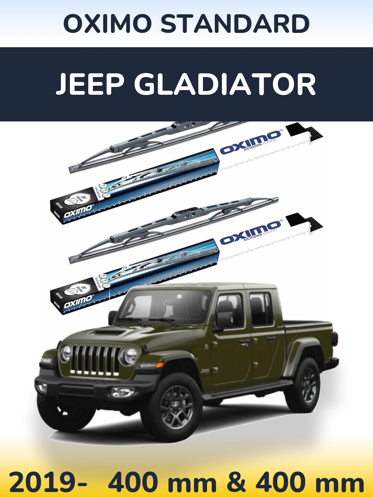 Komplet przednich wycieraczek Oximo Standard 400 & 400 mm do Jeep Gladiator 2019-2026